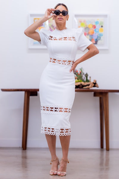 White Cut Out Midi Dress Small White Cut Out Midi Dress Small