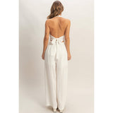 Halter Button-Front Jumpsuit