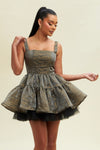 Black & Gold Tulle Mini Dress