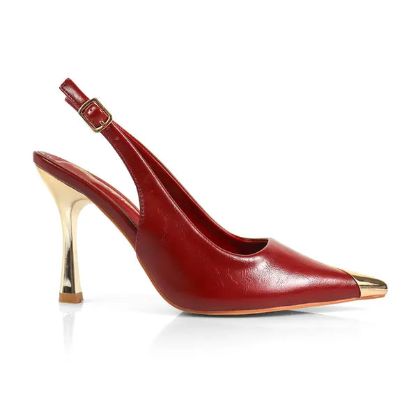 Metal Pointed Toe Sling Back Shoes
