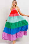 Color Block Halter Maxi Dress