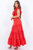 Red Crochet Maxi Dress