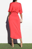 V-Neck Ruched Bodycon Dress