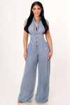 Jessie Back Cut Out Denim Jumpsuit
