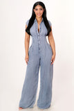 Jessie Back Cut Out Denim Jumpsuit
