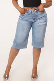 Raw Edge Distressed Jorts