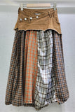 Multi-Plaid Denim Skirt