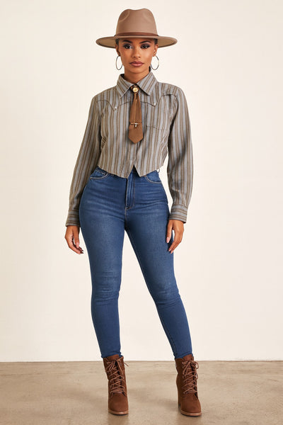 Striped Button Down With Tie