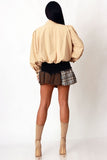 Pleated Shoulder Bubble Hem Jacket