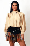 Pleated Shoulder Bubble Hem Jacket
