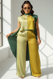 Color Block Hi-Low Top and Pants Set 2 Piece Set