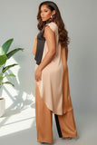 Color Block Hi-Low Top and Pants Set 2 Piece Set