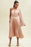 One Shoulder Pleated Dress