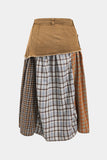 Multi-Plaid Denim Skirt
