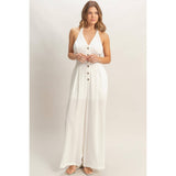 Halter Button-Front Jumpsuit