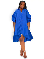 Collard High-Low Shirt Dress