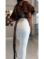 Animal Print Flutter Sleeve Crop