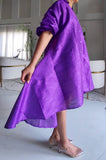 Swing Dress/ Faux Silk/ Ruffle Sleeve  Purple
