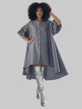 Collard High-Low Shirt Dress