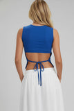 Sleeveless Mock Neck Top with Adjustable Side Slit Tie