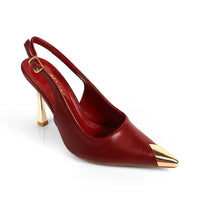 Metal Pointed Toe Sling Back Shoes