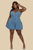 Plus Denim O-Ring Romper