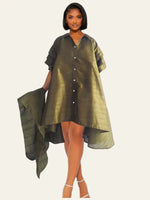 Collard High-Low Shirt Dress