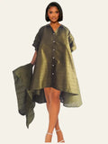 Collard High-Low Shirt Dress