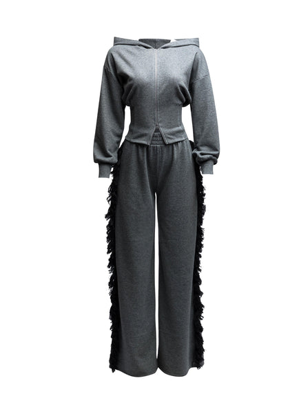Hoodie Jacket & Side Tassel Pants Set