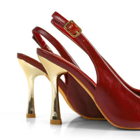 Metal Pointed Toe Sling Back Shoes