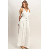 Halter Button-Front Jumpsuit