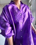 Swing Dress/ Faux Silk/ Ruffle Sleeve  Purple