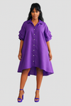 Collard High-Low Shirt Dress
