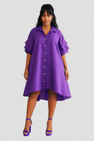 Collard High-Low Shirt Dress