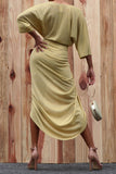 Venetian Ruched Midi Dress (Gold)