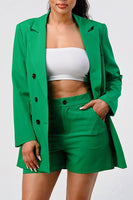 Green Blazer Short Set