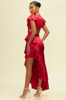 Cascade Ruffle Dress (Red)