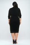 Plus Wrap Midi Dress (Black)