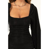 Ruched Mini Dress (Black)